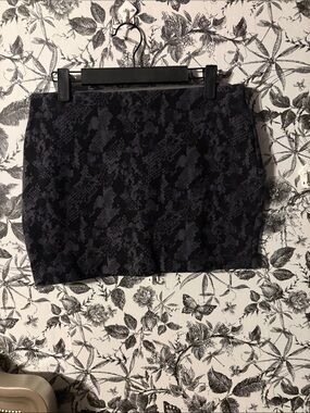 Express Black and Charcoal Snake-Print Mini Skirt